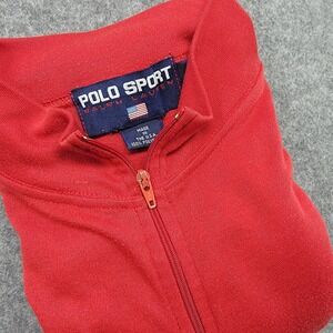 Vintage Polo Sport Ralph Lauren Polo Shirt Men's Large Red 1/4 Zip Knit Made USA